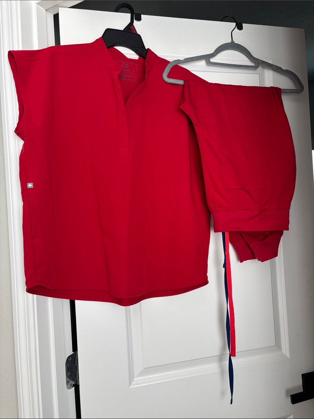 Figs Women’s Red Medical Scrub Top and Pants Set
